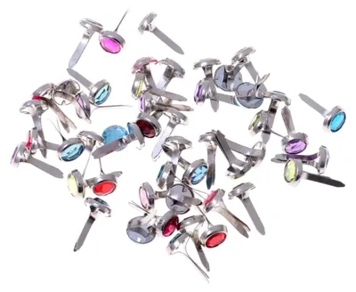 Produktbild von 50 Stück Runde Kristall-Metallklammern für Scrapbooking und Bastelarbeiten