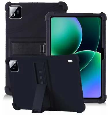 Produktbild von Tablet Hülle für Xiaomi Pad 7/Xiaomi Pad 7 Pro 11,2", Stoßfeste Weiches Silikon Schutzhülle mit Standfunktion Schwarz