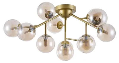 Immagine prodotto di Lampada A Soffitto Contemporanea Dallas Metallo Oro 12 Luci Diffusori Ambra