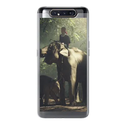 Produktbild von MuchoWow® Handyhülle Schutzhülle Hülle für Samsung Galaxy A80 Elefant - Wald - Bäume - Tiere - Trainer Silikon Softcase Handy Hülle - Schutzdeckel