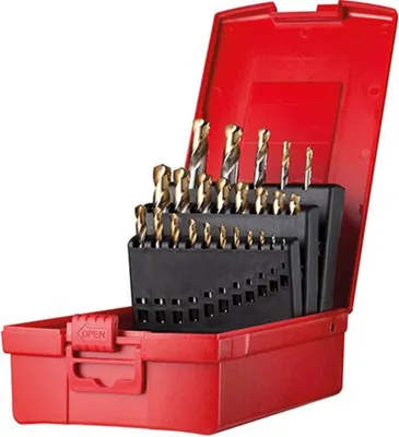 Produktbild von Kurzbohrer Set 1,0-10,5mm+Kernboh. 3,3-10,2mm A022135G Typ N 2,5xD 24tlg. TiN Tip A088200S Dormer