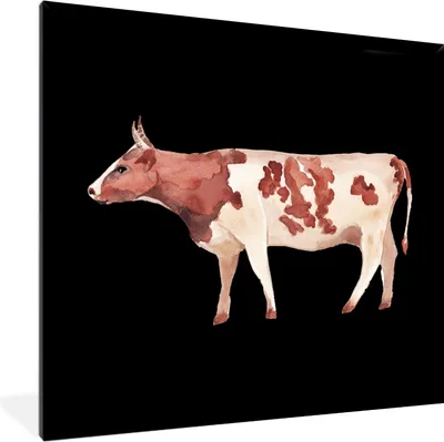 Produktbild von MuchoWow® MuchoWow® Gerahmtes Poster Kuh - Tier - Schwarz 40x40 cm - Poster mit zchwarzem Bilderrahmen - Mit Rahmen - Wanddekoration Schlafzimmer
