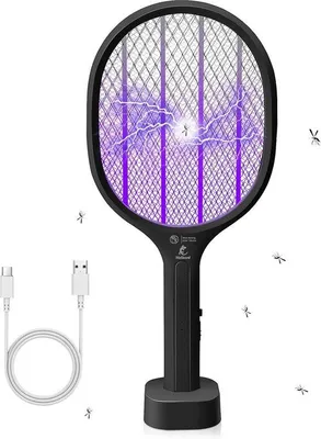 Productafbeelding van 2-in-1 Elektrische Vliegenmepper Muggenverdelgerlamp - USB Oplaadbare Insectenverdelger 3000V - Vliegenvanger voor Binnen Buiten - Ideaal voo