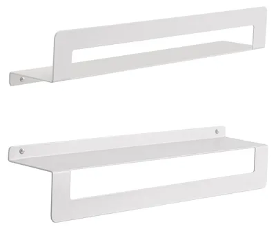 Produktbild von Duschablage mit Handtuchhalter 50 cm aus Edelstahl mattweiß, Schraubbefestigung, feuchtigkeitsbeständig