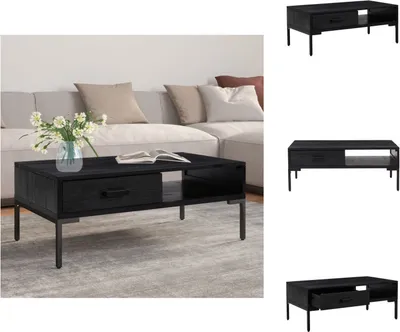 Zdjęcie produktu dla vidaXL Stolik kawowy czarny 90x50x35 cm lite drewno sosnowe - Stoliki kawowe
