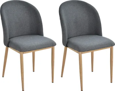 Image de HOMCOM Lot de 2 chaises de Salle à Manger Chaise de Salon Pieds en métal Imitation Bois 50 x 58 x 85 cm Gris