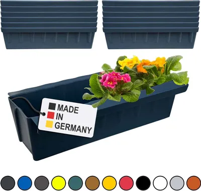 Image de Hossi's Wholesale 12 inserts de jardinières pour palettes Euro | avec système de suspension à accrocher | 37,3cm Anthracite | jardinière pour palette Euro | jardinière de balcon | pot de fleurs | extrêmement stable