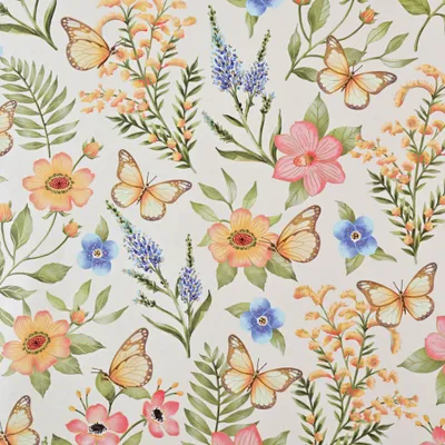 Produktbild von Geschenkpapier Blumen 70cm x 2m Rolle mit Schmetterlingen & Blüten