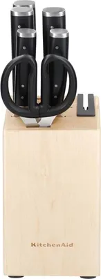 Produktbild von Kitchenaid classic 6-teiliges Messerset mit Block, sharp high-carbon japanese steel kitchen knives und birch holder