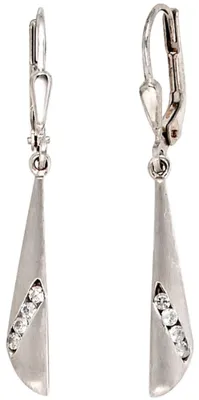 Produktbild von Ohrringe Ohrhänger Boutons mit Zirkonia 333 Gold Weißgold mattiert