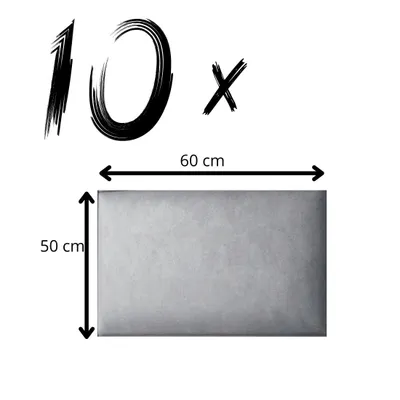 Produktbild von Polsterpaneele 10 Stk. Wandpaneele 50x60cm Grau Samt Velour Bettkopfteil Wandkissen