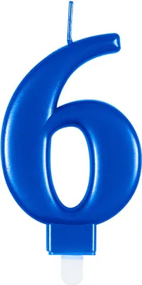 Produktbild von Blaue Kerzenzahl 6 für Geburtstag