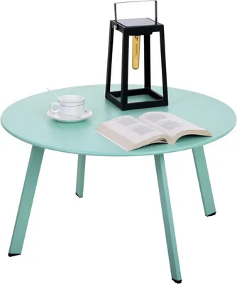 Immagine prodotto di Fokebel Tavolino da giardino in metallo rotondo con gambe regolabili Verde 70x40H cm