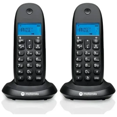 Zdjęcie produktu dla Telefon stacjonarny bezprzewodowy zestaw 2 szt. Motorola C1002CB+ czarny