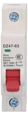 Imagen del producto de Interruptor automático 1P, mini disyuntor, MCB, protección contra sobrecarga y cortocircuitos, accesorio para uso doméstico, 32A