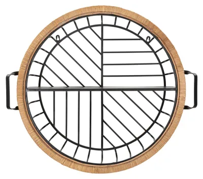 Produktbild von Mauro Ferretti Wandregal CEBU Schwarz Rattan 72,5x18x65 cm