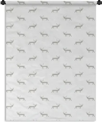 Produktbild von MuchoWow® Wandteppich Wandbehang Muster - Hirsche - Weiß 150x200 cm Tapisserie Dekoration Wandtuch - Wandaufhängung - Moderner