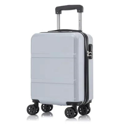 Produktbild von Koffer Trolley Reisekoffer Suitcase, Rollkoffer Handgepäck ,mit 4 Rollen360°, Hartschalenreisekoffer, Zahlenschloss, Weicher Gummigriff(S, Silber)