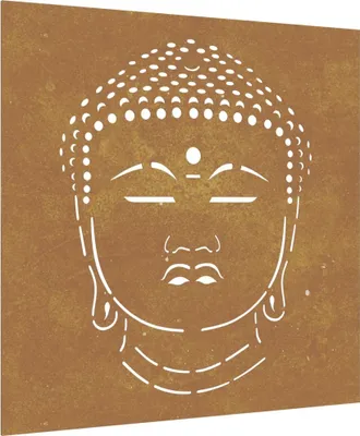 Image de vidaXL Décoration murale de jardin 55x55 cm Acier Corten Tête de Bouddha