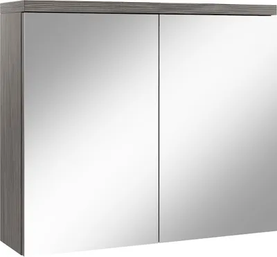 Produktbild von Badplaats Spiegelschrank Toledo 80 x 60 cm Grau Eiche - Badezimmerschrank mit Spiegel und 2 Türen