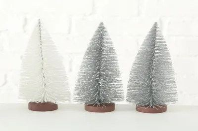 Produktbild von Dekoaufsteller Tarvo Weihnachtsbaum H 22 cm silber Kunststoff 3er Set