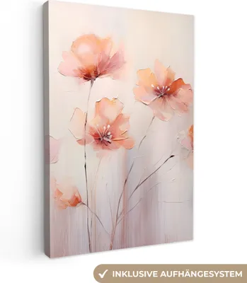 Produktbild von MuchoWow® - Leinwandbilder - Mohn - Blumen - Kunst - Abstrakt - Aquarell, Wandbild, Wanddeko Bilder Wohnzimmer, 60x90 cm