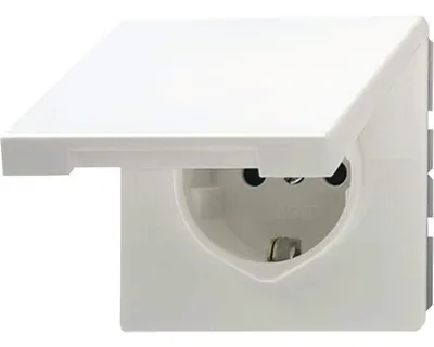 Produktbild von Jung LS1520KIKLWW Steckdose mit Klappdeckel alpinweiß LS990/LS-Design