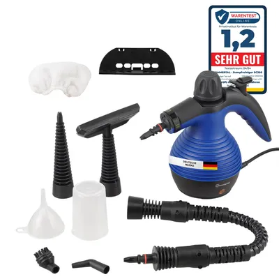 Produktbild von Sommertal Dampfreiniger Handgerät SC350 – Kompakter Hand-Dampfreiniger für alles – Polstermöbel, Fliesen, Böden, uvm – Steam Cleaner mit 350 ml Tank, 110°C Dampf, 3 Bar Druck