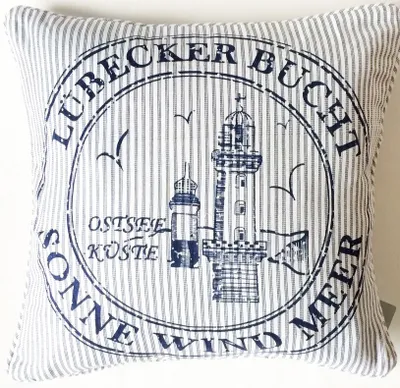 Produktbild von Kissenhülle Kissenbezug Ocean Lübecker Bucht blau weiss 45x45 cm - ohne Füllung