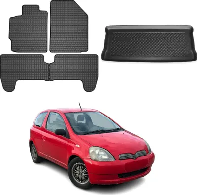 Immagine prodotto di Set tappetini e fodera bagagliaio per Toyota Yaris hatchback 2000-2005 gomma 5x