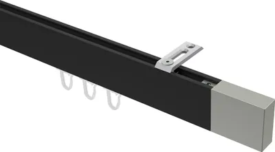 Produktbild von Interdeco Innenlaufstange / Gardinenstange mit Innenlauf Schwarz / Edelstahl-Optik, Typ Smartline Lox (Quader) Deckenmontage, 14x35 mm 1-läufig, 180 cm