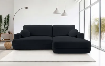 Produktbild von DomoHome Ecksofa FUEGO 260x168 cm Graphit Rechte Seite Mit Schlaffunktion 140x240 cm, Skandinavisches Design, Schlafsofa Mit Bettkasten, Bubble Stoff, Modernes Sofa Für Wohnzimmer