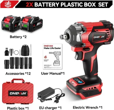 Image de Visseuse à chocs - Sans balais 18 V - Couple max. 1 200 Nm - Empointe carrée 1,27 cm - Vitesse de rotation 6 800 tr/min - Batteries 2x type 2 - Prise UE - Argent