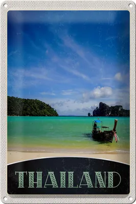 Produktbild von Blechschild Reise 20x30cm Thailand Meer Boot Gebirge Himmel