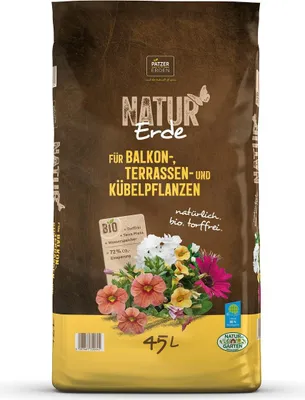 Produktbild von PATZER NATUR Erde  für Balkon- Terrassen- & Kübelpflanzen torffrei - 45 Liter