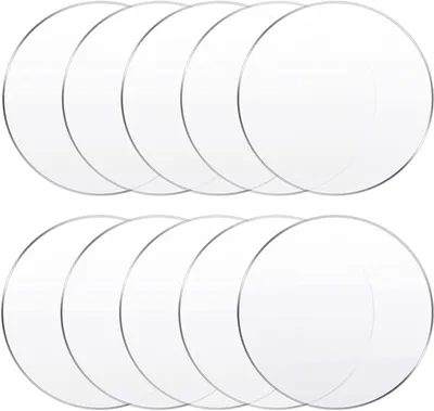 Image de Plaques en acrylique de 10 cm - Rondelles en acrylique - Diamètre 10 cm - Pour travaux manuels - Décoration de gâteaux - Créatif - Lot de 10 pièces - CHPN