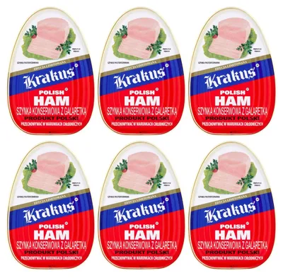 Produktbild von Krakus Schinken in Aspik Fleischkonserve 6x 455g - Schweineschinken Dose
