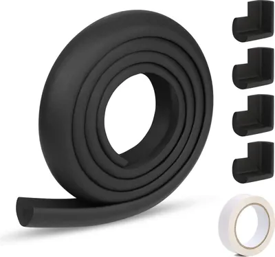 Produktbild von Vicloon Kantenschutz, Baby Kantenschutz 2M und 4 Stück Eckenschutz Baby aus Schaumstoff, Länge Kantenschutz für Scharfe Möbel Ecken & Tischschutz (Schwarz) …