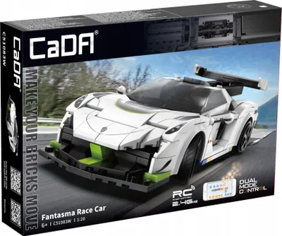 The image shows the packaging of a toy race car.
