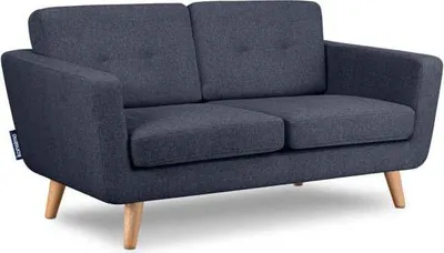Produktbild von KONSIMO 2 Sitzer Sofa mit Steppung auf den Rückenkissen "TAGIO II", Blau, Gewebestoff, Scandinavian, 153x80x84cm