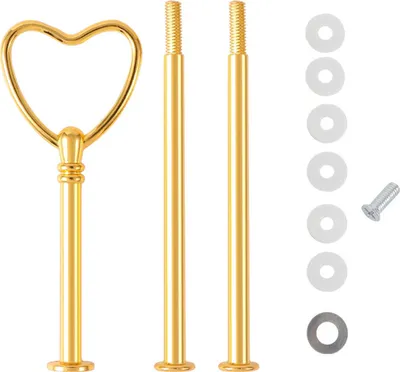 Produktbild von 6 Sets Tortenständerstangen, 3-lagiger Metallhalter, herzförmiges Design, DIY-Epoxidkunst, Hochzeit, Obsttablett, Snackteller für Desserts, Käse, Schokolade