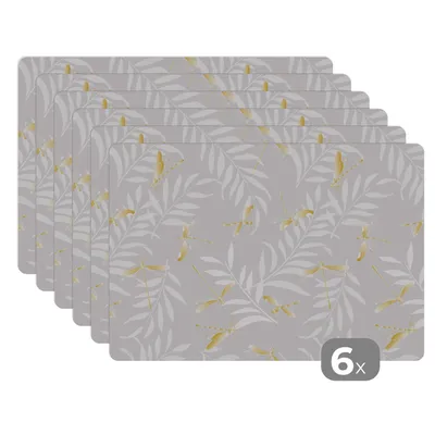 Obrázok produktu pre MuchoWow® Podložky Sada 6 podložiek Umývateľné podložky 30x45x0.3cm Libelle - Vzory - zlaté Podložka pod stôl Nekĺzavá a odolná voči teplu