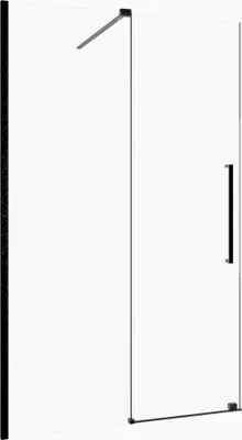 Image de Porte de Douche Coulissante 120x195cm Verre Trempé Transparent 6mm - Finition Noire Mate - SLIDE-IN