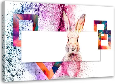 Produktbild von Leinwandbild bunte kaninchen abstraktion für kinder 120x80 cm Feeby farbe wandbild bereit zum aufhängen