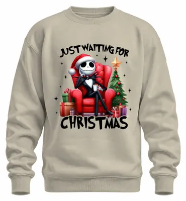 Obrázok produktu pre Just Waiting For Christmas Jack Skellington Skelett Weihnachten Uni mikina, Natur, S