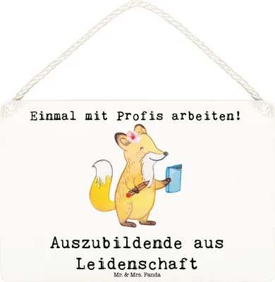 Produktbild von Mr. & Mrs. Panda Schild Auszubildende Leidenschaft DIN A6 - Weiß - Geschenk, kleine aufmerksamkeit, holzbild, Holzschild, hängeschild, Spruch, Lustig, Abschlussprüfung