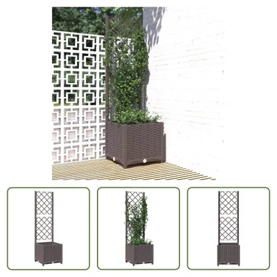 Immagine prodotto di The Living Store Fioriera con traliccio Marrone 40x40x136 cm PP