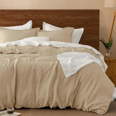 Obrázok produktu pre Omgoods – Súprava obliečok na prikrývku a vankúše z mušelínu, 135 x 200 cm