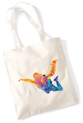 Produktbild von Huuraa Jutebeutel Skydiving bunte Silhouette 10 Liter Natural Baumwolle Tasche Geschenkidee