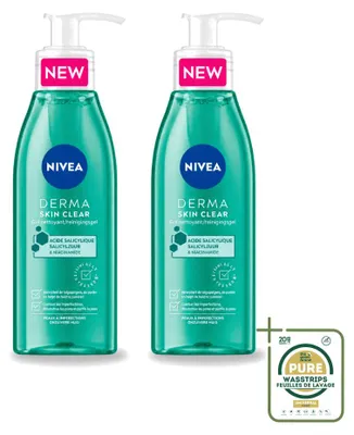 Produktbild von 2 x NIVEA DERMA Skin Clear Reinigingsgel mit Salicylsäure und Niacinamid, 150 ml - Vorratspackung - 2 Stücke